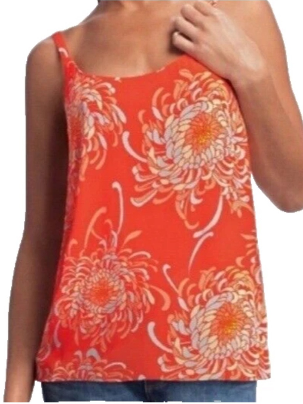 CAbi Orange Floral Spaghetti-Strap Camisole